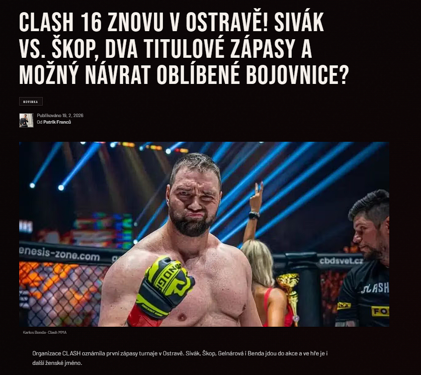 První článek Clash Rankings o turnaji Clash 16 v Ostravě publikovaný 19. února 2026